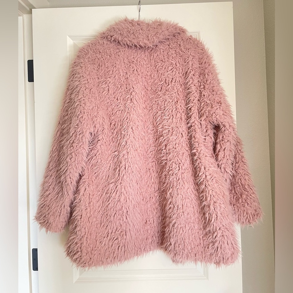 Torrid Sherpa Drape Front Jacket Mauve Pink 1X 14-16 Fluffy Cozy Neutral Rave - Picture 13 of 13
